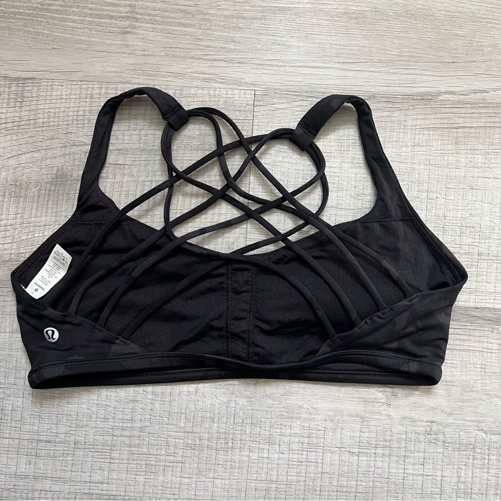 LULULEMON Free To Be Bra Wild Incognito Camo Multi Black Grey Size 10 - Picture 6 of 13